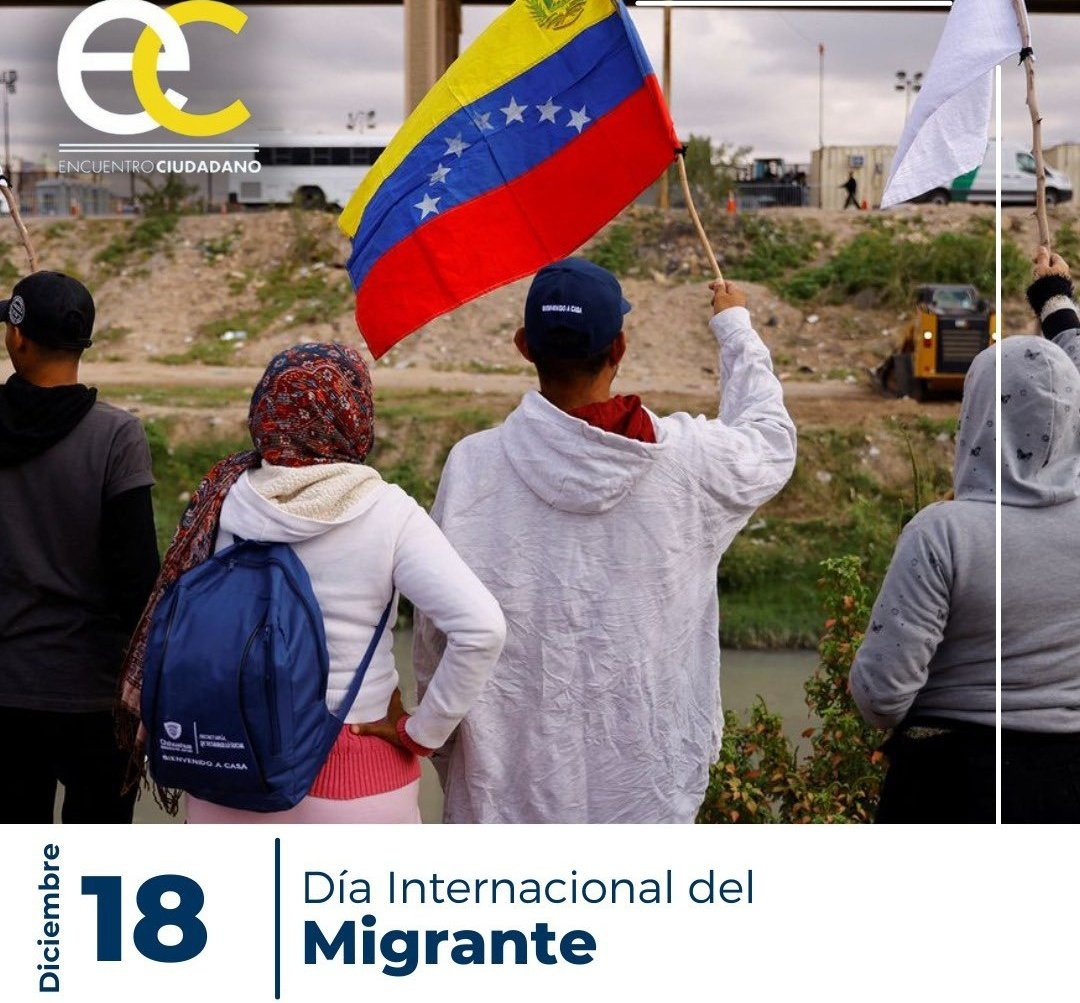 #18Dic En el Día Internacional del Migrante, destacamos la lucha de venezolanos afectados por la crisis. Desde #EncuentroCiudadano, persistimos por la libertad y democracia, buscando el retorno a casa y oportunidades para todos.
