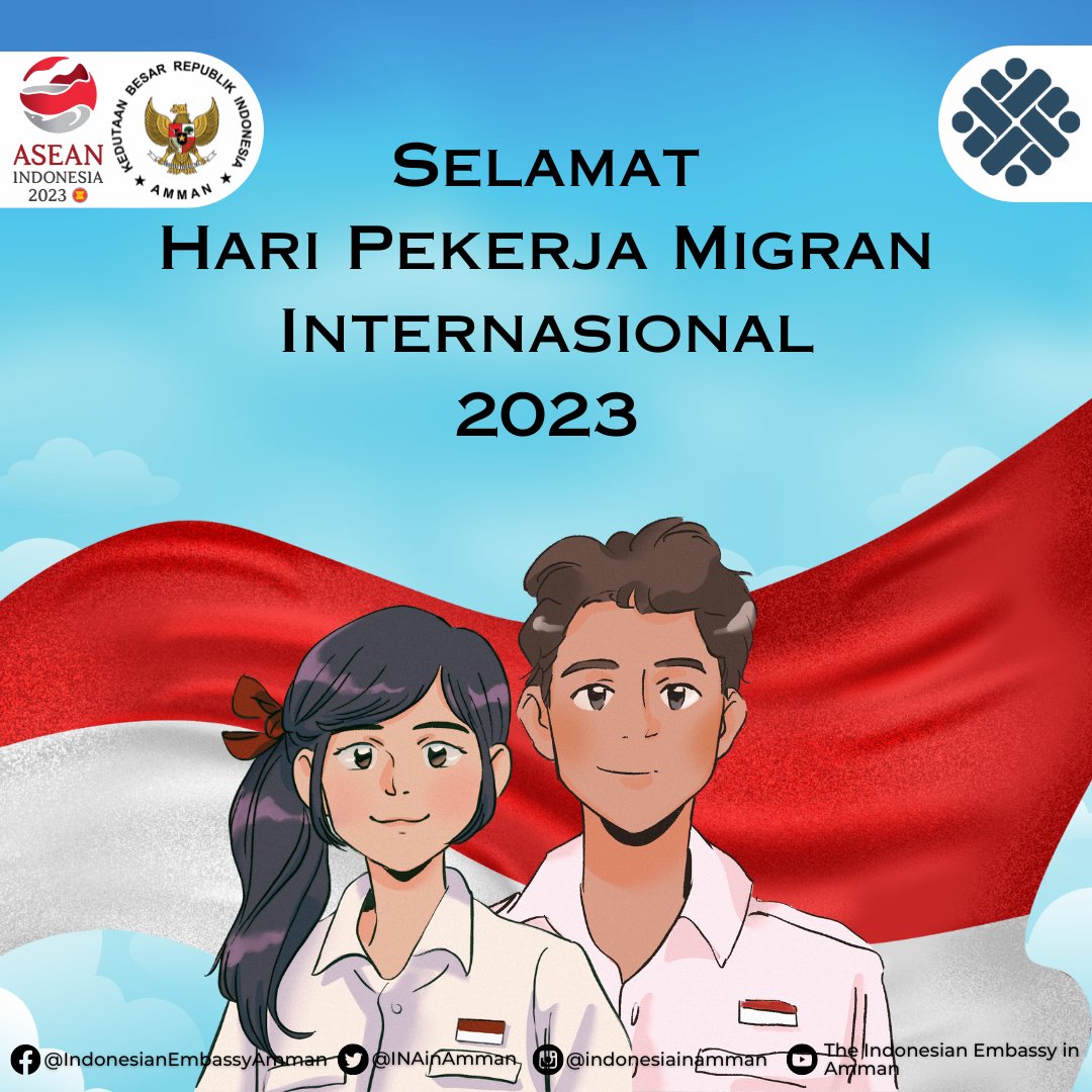 Selamat Hari Pekerja Migran Internasional 2023,

Semoga Pekerja Migran kita semakin sejahtera, berdaya dan sukses!

#IniDiplomasi #IndonesiainAmman #KBRIAmman #NegaraMelindungi #AtnakerAmman