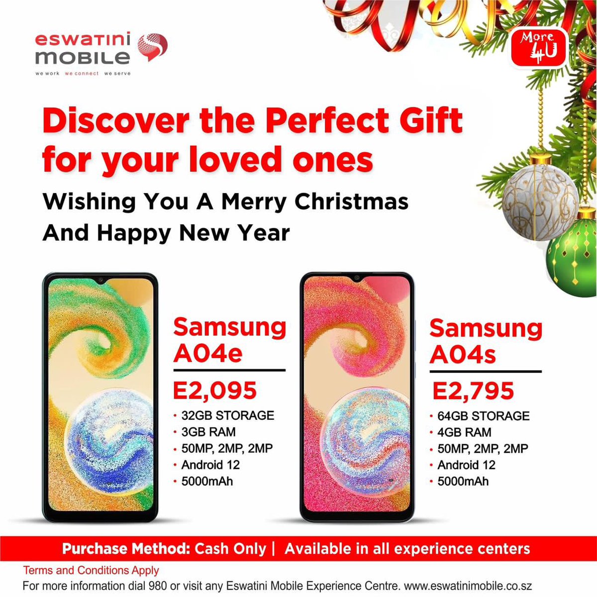 mobile_eswatini's tweet image. The perfect upgrade for you or a thoughtful gift for a loved one. 🎄Hurry in any of our Experience Centers and get this great deal. ☺️ 

#morevalue #more4u #eswatinimobile