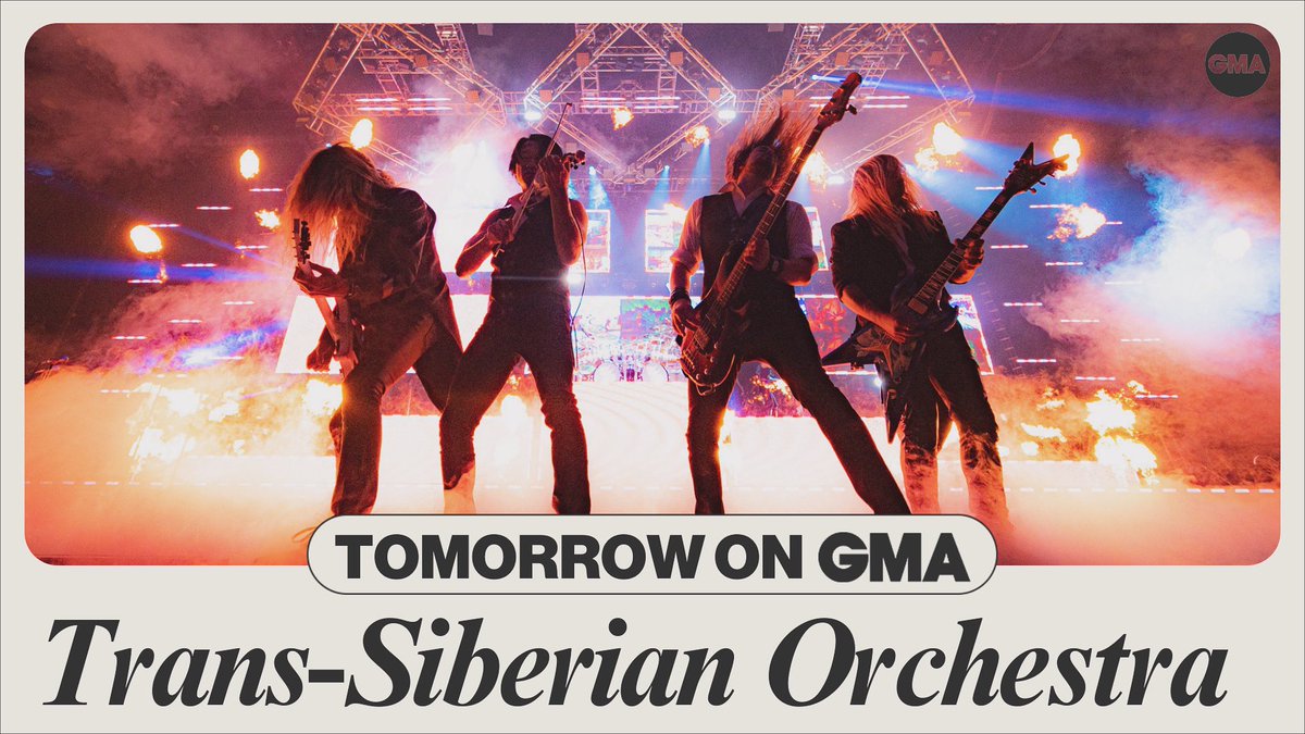 You won’t want to miss @trans_siberian TOMORROW (12/19) performing on @GMA! Tune in on @ABCNetwork and get ready to rock into the holiday season 🎸🎶 

#tsotime #ghostofchristmaseve #transsiberianorchestra #goodmorningamerica #morningtv