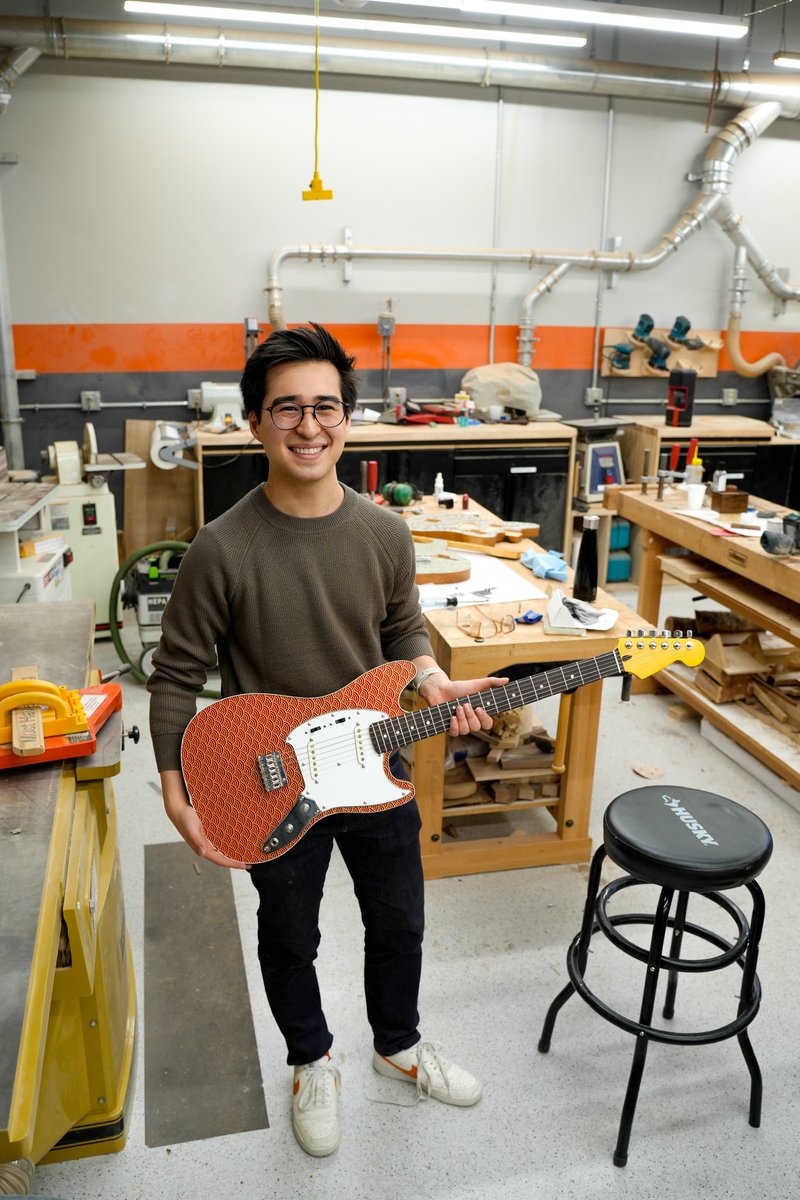 Koji Shimada spent many of his final days and hours as a Georgia Tech student building guitars. A student instructor in the @GTInvention Studio, Koji has designed and created nearly a dozen guitars. He's off to work for the creators of @MATLAB in the spring.