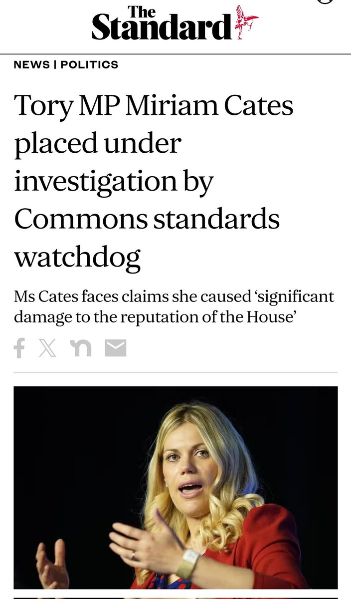 Absurd that <a href="/miriam_cates/">Miriam Cates</a> MP is being investigated over 'claims that she has caused 'significant damage to the reputation of the House as a whole, or of its members generally'

Proof that the Tory establishment hate her: someone close to a senior member of government told me last