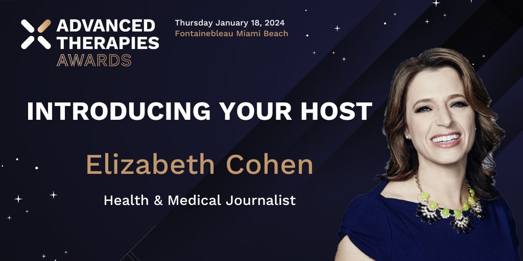 [#ATA24 🏆] 
Health &amp; Medical Journalist, Elizabeth Cohen has been confirmed as our star host for the glamorous evening of recognition and celebration
Are you going to be attending the gala dinner at the Fontainebleau? 
Find out more 👉 ow.ly/6WzF50Q7SAZ
#advancedtherapies