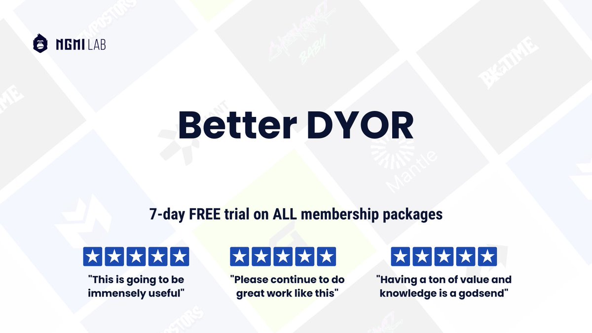 Which web3 communities share our values??👇 

🔹 Delivering unbiased and unafraid research.

🔹 Based on business fundamentals instead of hype. 

🔹 Delivering research in a quick and simple format. 

🔹 Guiding people away from a degen, empty hype, quick flip mindset. 

We want