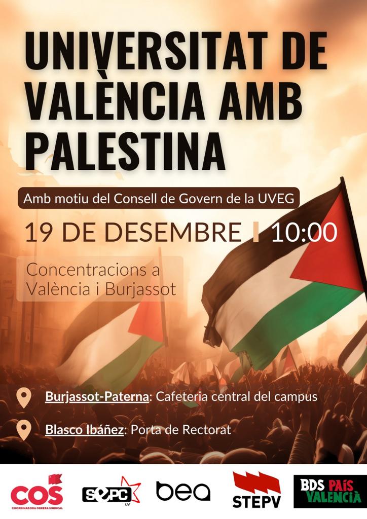 Exigima a la <a href="/UV_EG/">Universitat València</a> un posicionament clar contra el genocidi que està patint el poble palestí. #UVambPalestina