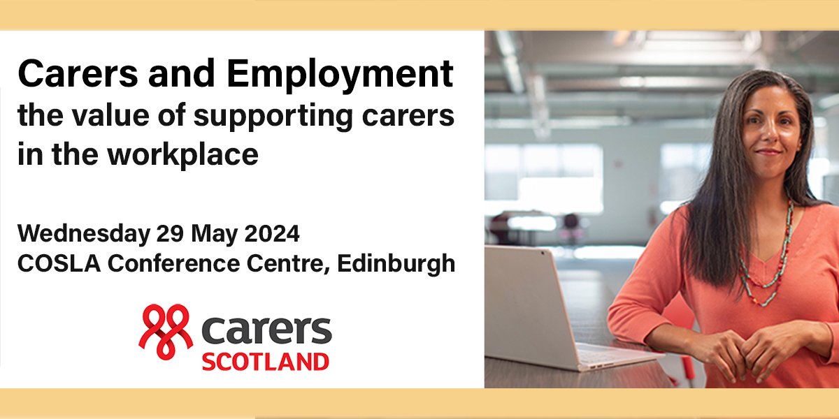 Carers Scotland are pleased to announce the Carers and Employment conference Scotland happening in May 2024! This event is aimed at employment professionals and will explore the value of workplace support for staff who are carers in their home lives. 🔗 eventbrite.co.uk/e/carers-and-e…