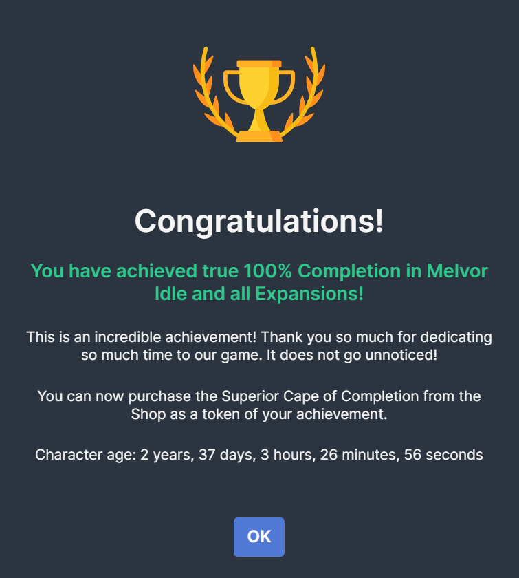 John Pi (@johnpidev) on Twitter photo Stupid expansion also completed! Let me know when the next one is ready <a href="/MelvorIdle/">Melvor Idle</a>! #WhatAmIgoingToDoWithMyLifeNow Stupid expansion also completed! Let me know when the next one is ready <a href="/MelvorIdle/">Melvor Idle</a>! #WhatAmIgoingToDoWithMyLifeNow