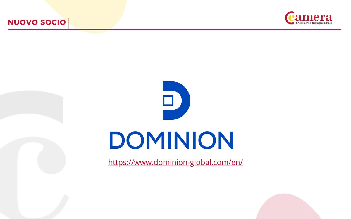 Diamo il benvenuto a @Dominion_DOM, nuovo socio della Camera! 🤝

È un'azienda globale con oltre 1000 clienti distribuiti in 35 paesi.

Nata a Bilbao nel '99, lavora per contribuire alla #TransizionEnergetica, #industriale e #digitale.

Scopri di più 👇