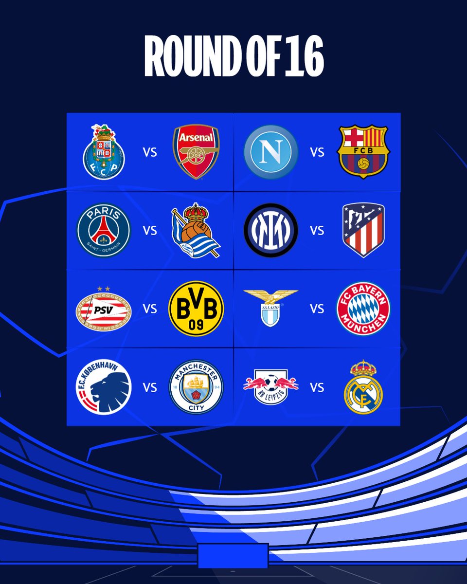 Round of 16 ties ✅ #UCLdraw