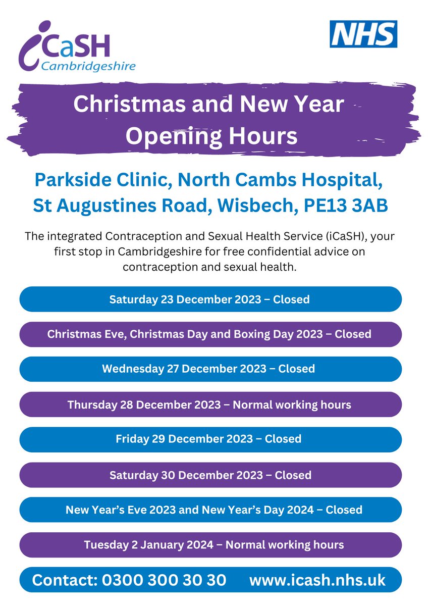 Check out of opening times for Christmas and New Year below.