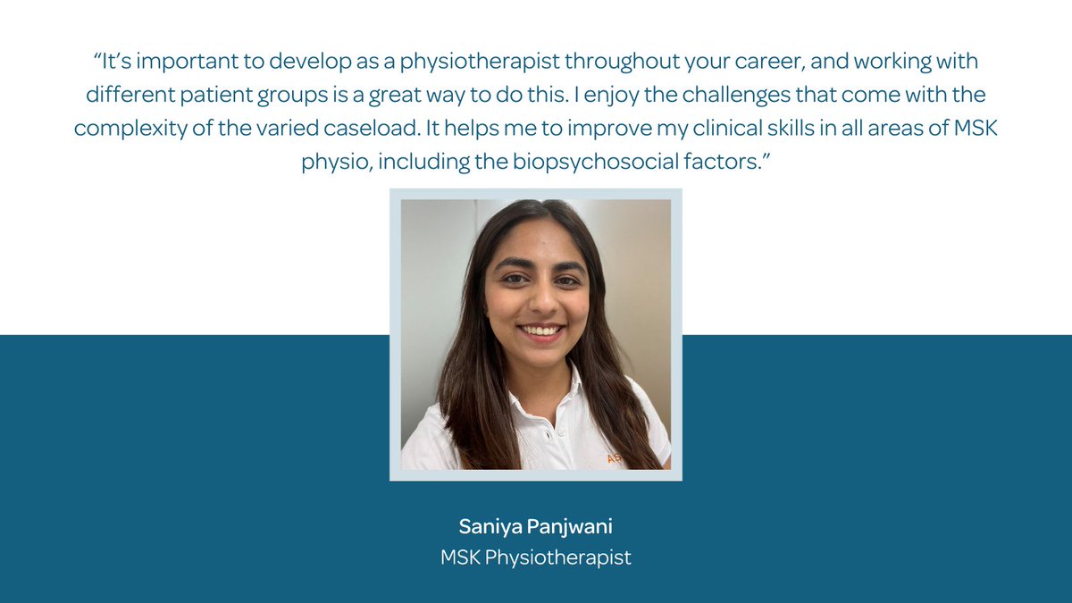 As an Ascenti MSK Physiotherapist you can manage your own caseload with patients from a variety of contracting partners, including NHS patients and PMI customers 🤝

We asked MSK Physiotherapist, Saniya Panjwani, why she thinks having a varied caseload is important 👇

#Ascenti