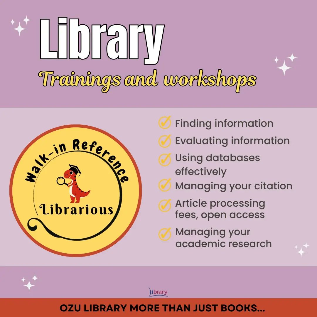 Beklediğimiz an geldi🤩 Yeni ve heyecan verici eğitim programımız olan Librarious’ı sizlere duyurmaktan mutluluk duyuyoruz!
ozyegin.libcal.com/calendar?cid=8…