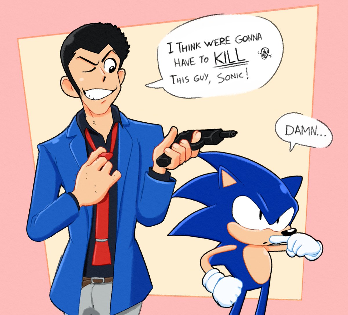 sorry for the brainrot but they'd be so fun together #Sonic #SonicTheHedgehog  #Lupin #Lupinthethird #LupinIII