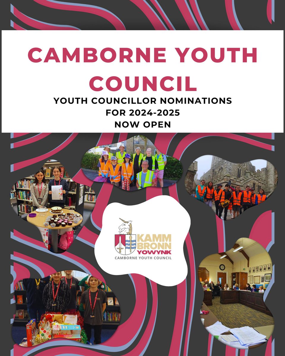 We are looking for 9+ year olds to join the 20 strong team of Youth Councillors for Camborne's communities, please email engagement@camborne-tc.gov.uk for more information and a nomination form.
#youthcouncil #camborne
