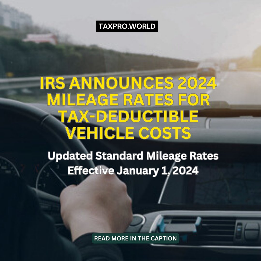 📈🛣️ Stay updated with the latest IRS announcements! Starting in 2024, the standard mileage rate for medical or moving purposes will be 21 cents per mile. For charitable driving, it remains at 14 cents per mile. #TaxSeason #IRSUpdates