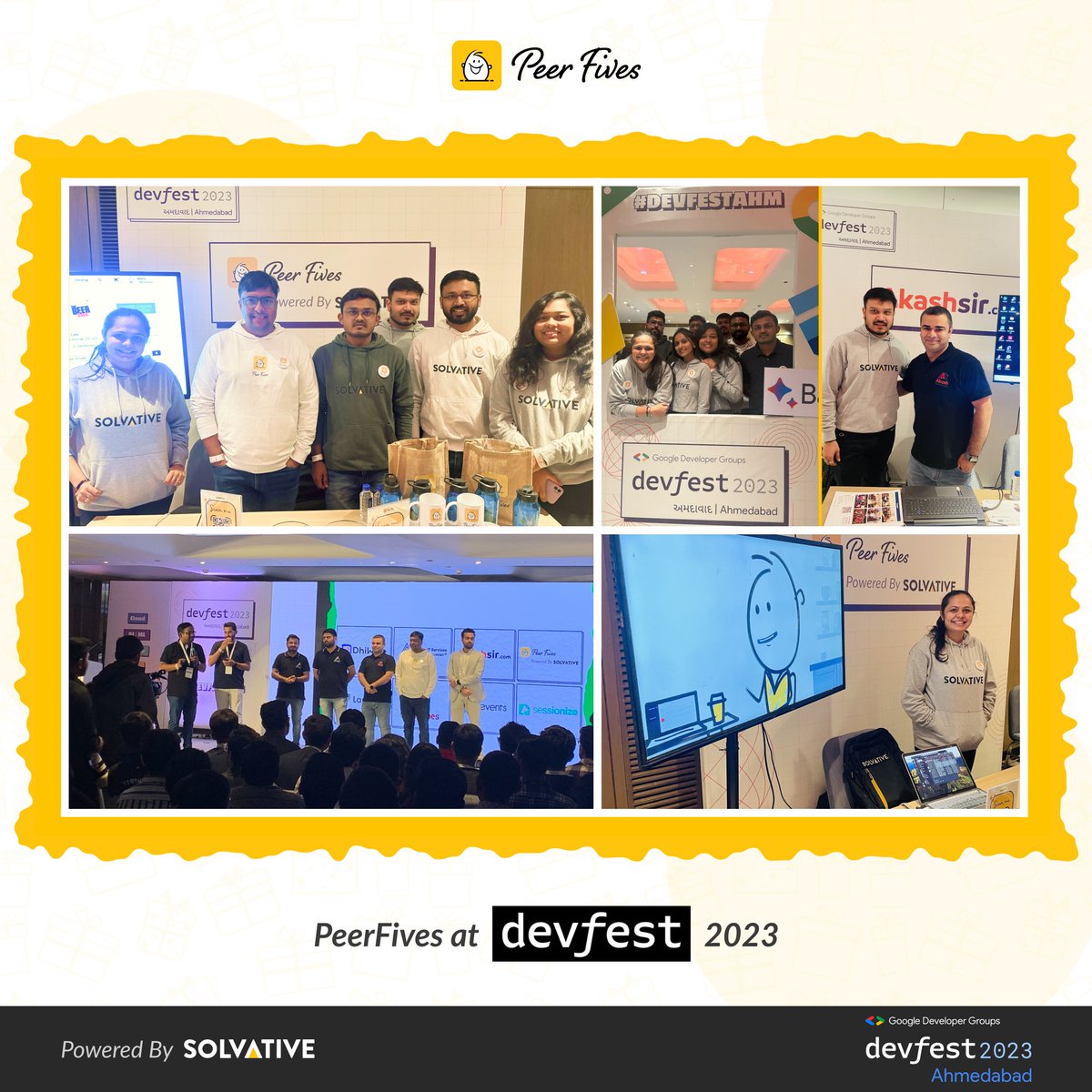 Our presence at @GDGAhmedabad DevFest 2023 was a resounding success! Kudos to our passionate team and attendees who ignited the spirit of appreciation with @PeerFives. #DevFestAhm #GDG #DevFest #DevFest23 #DevFest2023 #Peerfives