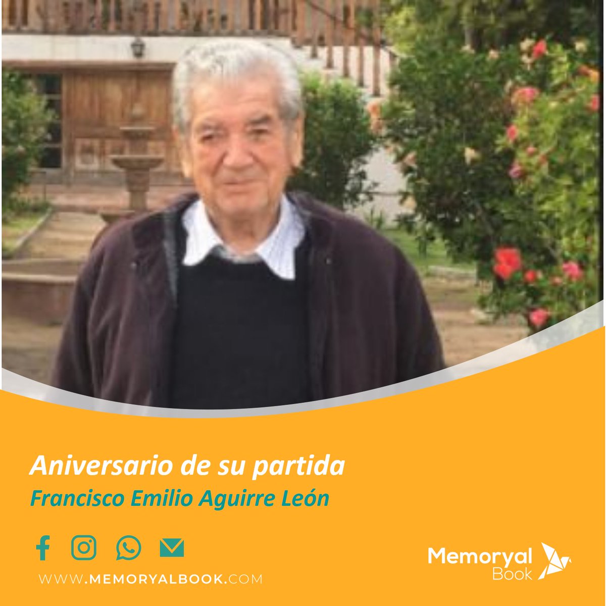 memoryalbook's tweet image. Hoy se conmemora un año desde la partida de Francisco Aguirre León
Sería muy especial si escribes un mensaje de recuerdo para su familia en el siguiente link:
memoryalbook.com/defuncion/ francisco-emilio-aguirre-leon/
