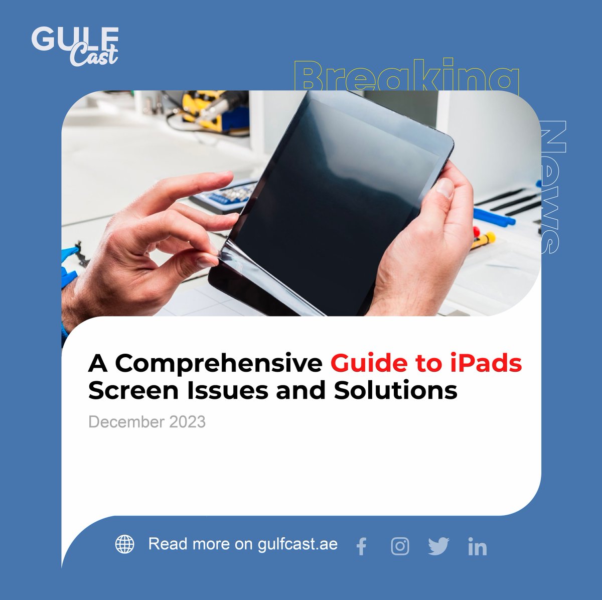 📱 Discover the Ultimate iPad Repair Guide! From troubleshooting common issues to DIY screen repair, navigating repair services in Dubai.
Explore: buff.ly/3Nx9OAl
#gulfcast #iPadRepair #TechGuide #justrepair #iPads #Tech #uae #dubai #apple #samaung #techlover