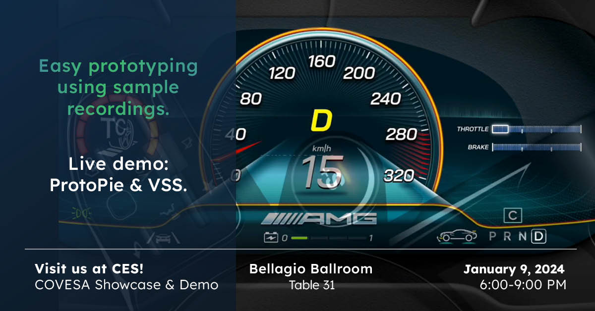 Come visit us at @COVESA showcase at CES where we demo how easy it is to feed sample recordings from our RemotiveCloud to external applications including @ProtoPie (currently four drive cycle recordings available in our Free Plan!). #getstuffdone #easyprototyping #UXautomotive