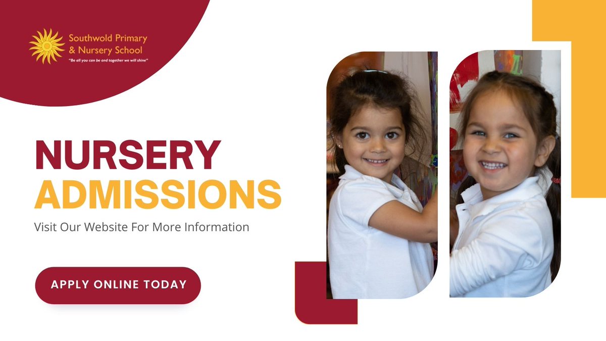 Thinking about sending your child to Southwold Primary School's nursery? Visit our nursery page to learn more about our admissions process: ayr.app/l/Bgmm