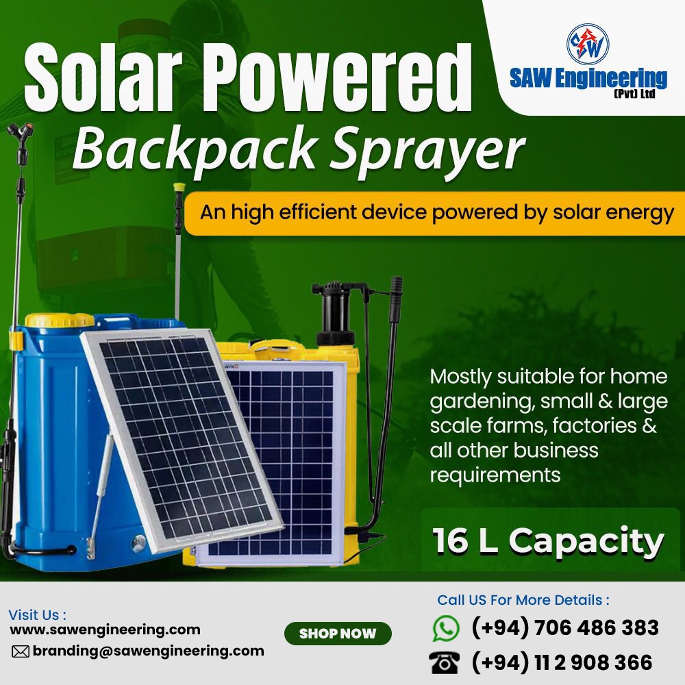sawengineering_'s tweet image. Solar Powered Backpack Sprayer!
𝐂𝐨𝐧𝐭𝐚𝐜𝐭 𝐮𝐬 𝐭𝐨𝐝𝐚𝐲!
📞  (+94) 706 486 383
☎️  (+94) 112 908 366
🌍 sawengineering.com 
📩  branding@sawengineering.com

#sawengineering #backpacksprayer #homeimprovement #agreeculture