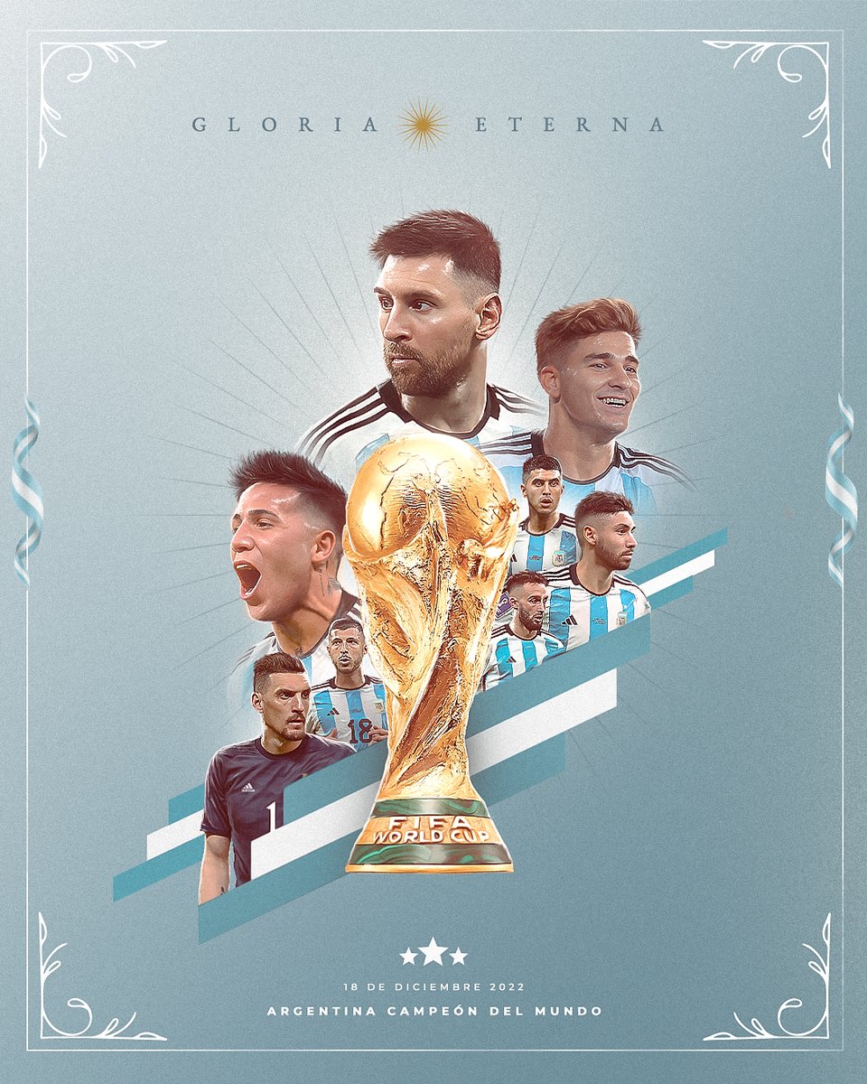 🏆 Coronados de gloria vivamos. 🔙 Hace un año y con siete representantes riverplatenses, @Argentina era campeona del mundo en Qatar 2022 🇶🇦