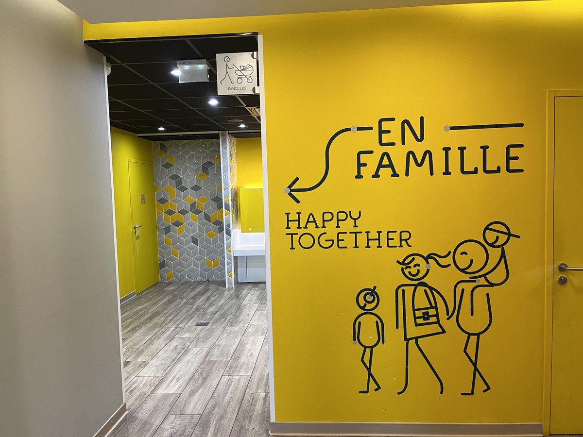 Delighted to see this ‘family toilet’ brightening up a motorway service station in France. Good for all parties. Would be great to see in the UK, too.