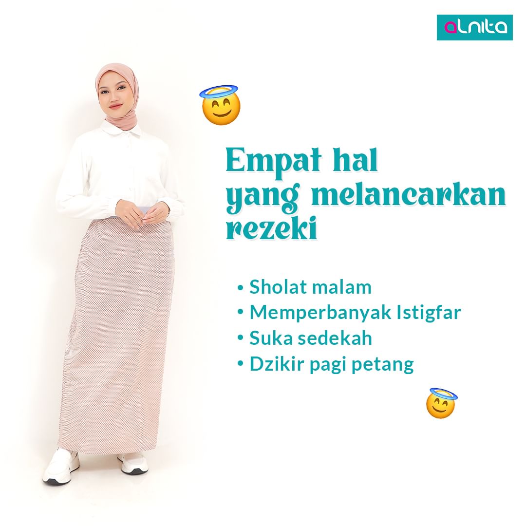 Empat hal berikut yang bisa melancarkan rezeki. #alnita #alnitaootd #alnitasportsyari #alnitafashion #alnitacollection #celanakulot #jaket #outerwear #tunik #ootdhijab #ndcnganjuk .