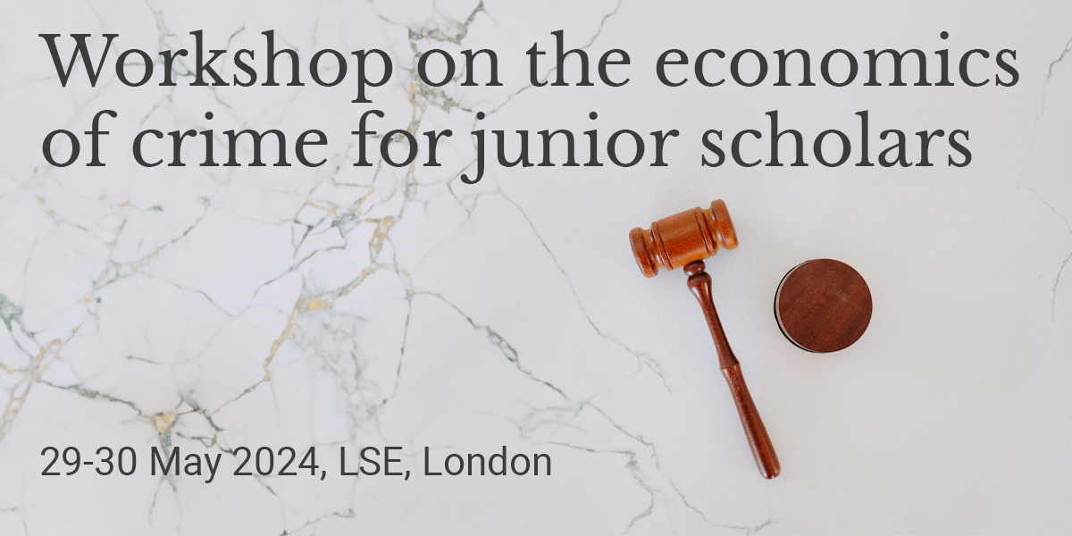 RoyalEconSoc's tweet image. Call for papers is open for @CEP_LSE &apos;Workshop on the #economics of crime for junior scholars&apos;, supported by RES&apos; Research Dissemination Grant.

📅29-30 May 2024
Call for papers⏰10 Jan 2024
More info👉bit.ly/3t7SE5a

#EconTwitter #EconWorkshop #EconEvents #RESGrants