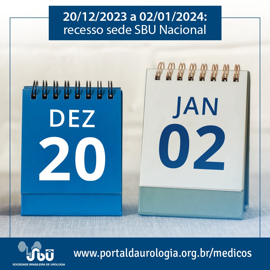 Informamos que de 20/12/2023 a 02/01/2024, a sede da SBU Nacional estará em recesso para as festividades de final de ano.

A equipe SBU Nacional deseja a todos um Feliz Natal e Excelente Ano Novo! Em 2024, continuaremos aprimorando nossos serviços para melhor atendê-los. Até lá!