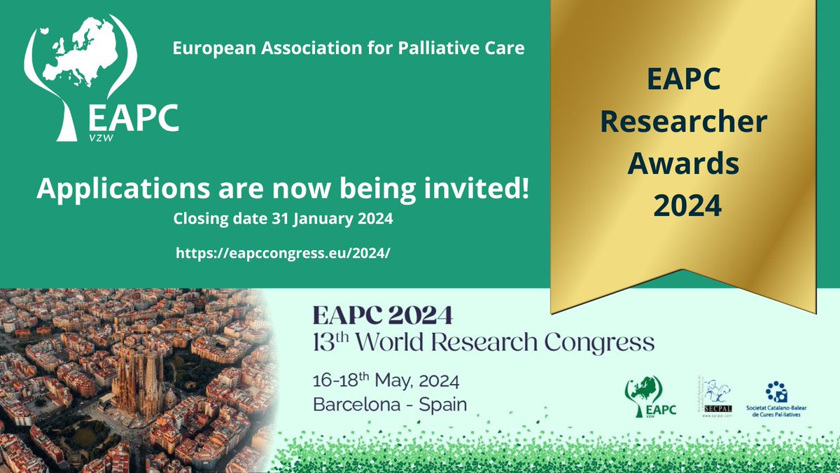 The application process for the 2024 EAPC Researcher Awards is now open. Closing date is 31 January 2024. Please see eapccongress.eu/2024/research-… for full details