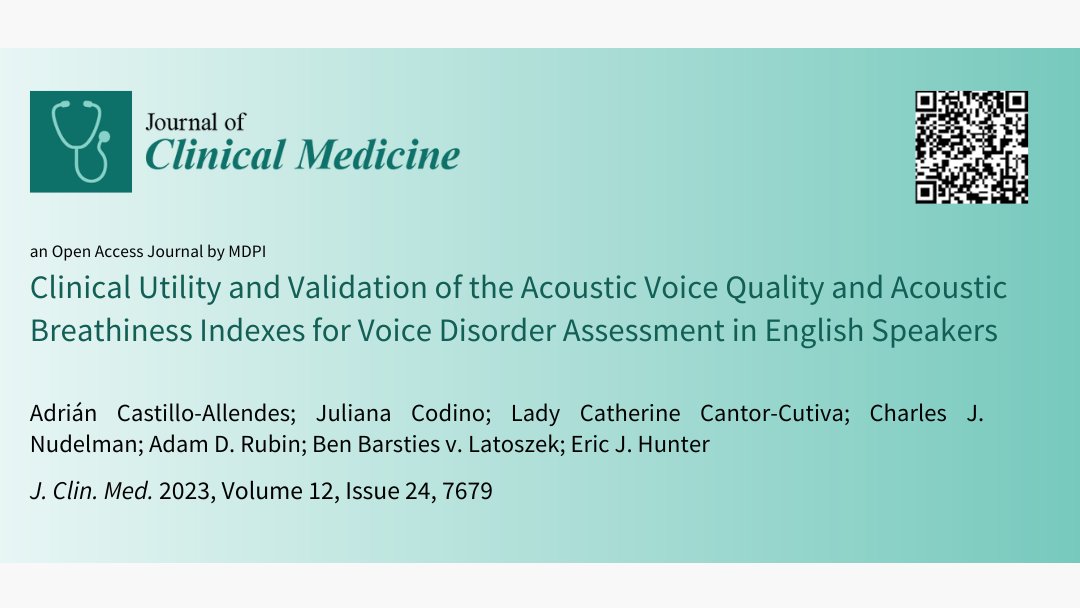 CSD MSU's recent study, led by PhD candidate Adrian Castillo and published in the Journal of Clinical Medicine, examines the efficacy of AVQI-3 & ABI in voice disorder assessment for English speakers. Check it out here: mdpi.com/2600036 #CSDMSU #mdpijcm @JCM_MDPI