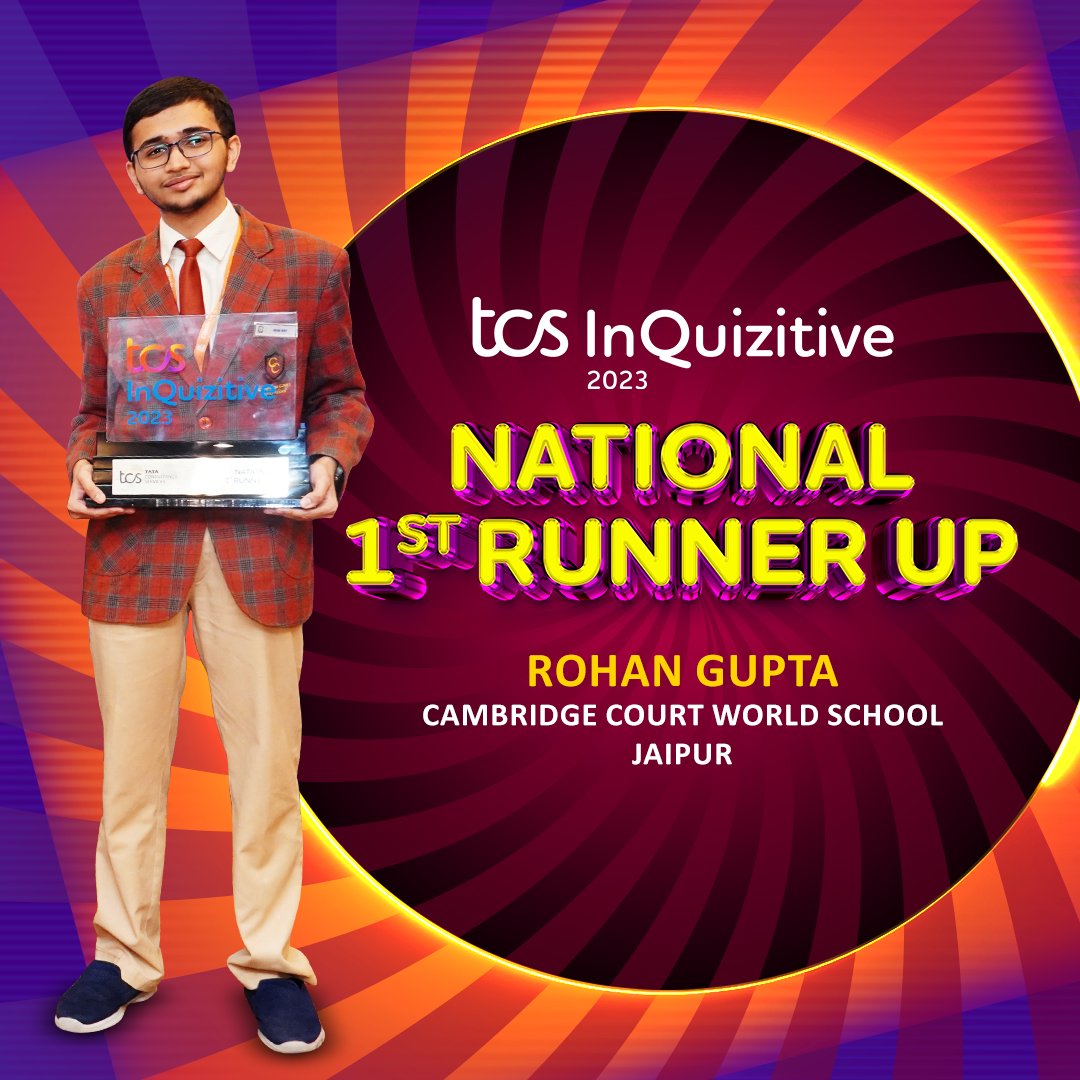 Congratulations to Rohan Gupta, the 1st runner up for TCS InQuizitive 2023! 🥈
Your remarkable achievement deserves applause. Make some noise for Rohan! 🌟

#ICYMI #TCSInQuizitive #Quizzing #SchoolCompetition #QuizCompetition #StudentQuiz