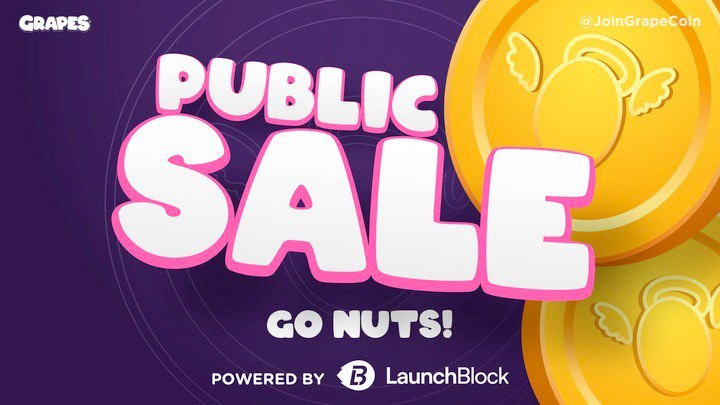 Public sale starts in less than 24 hours… • 19th Dec, 11am UTC (24 hours window) • 100% unlocked at TGE Exclusively on Launchblock: launchblock.com/grape $GRAPE is coming…. Are you ready?