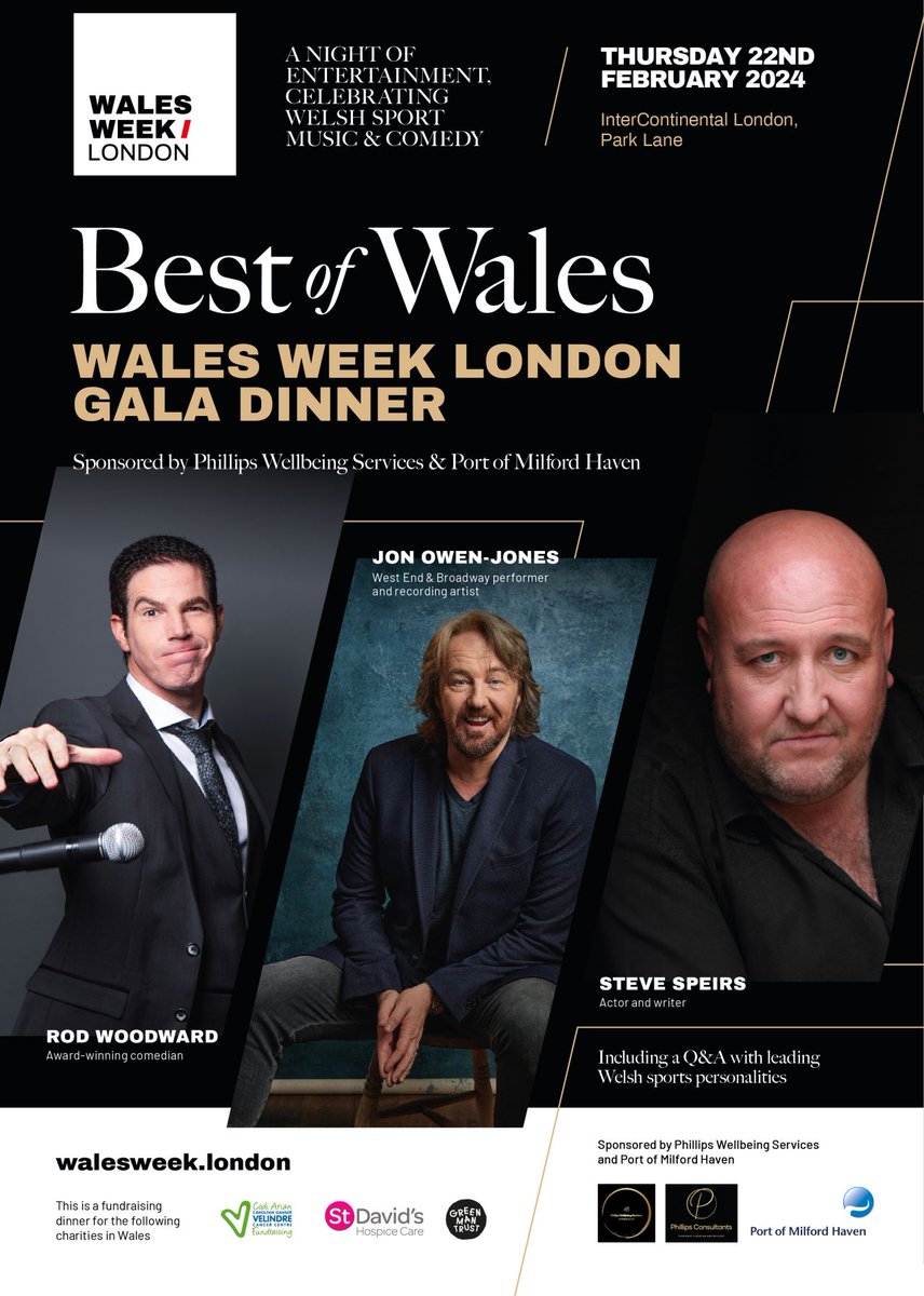 Wales Week London Gala Dinner at the InterContinental London, Park Lane, 22nd February 2024. A fantastic lineup, celebrating the best of Welsh Sport, Music & Comedy. Enquiries / bookings walesweek.london/whats-on/wales… #walesweeklondon