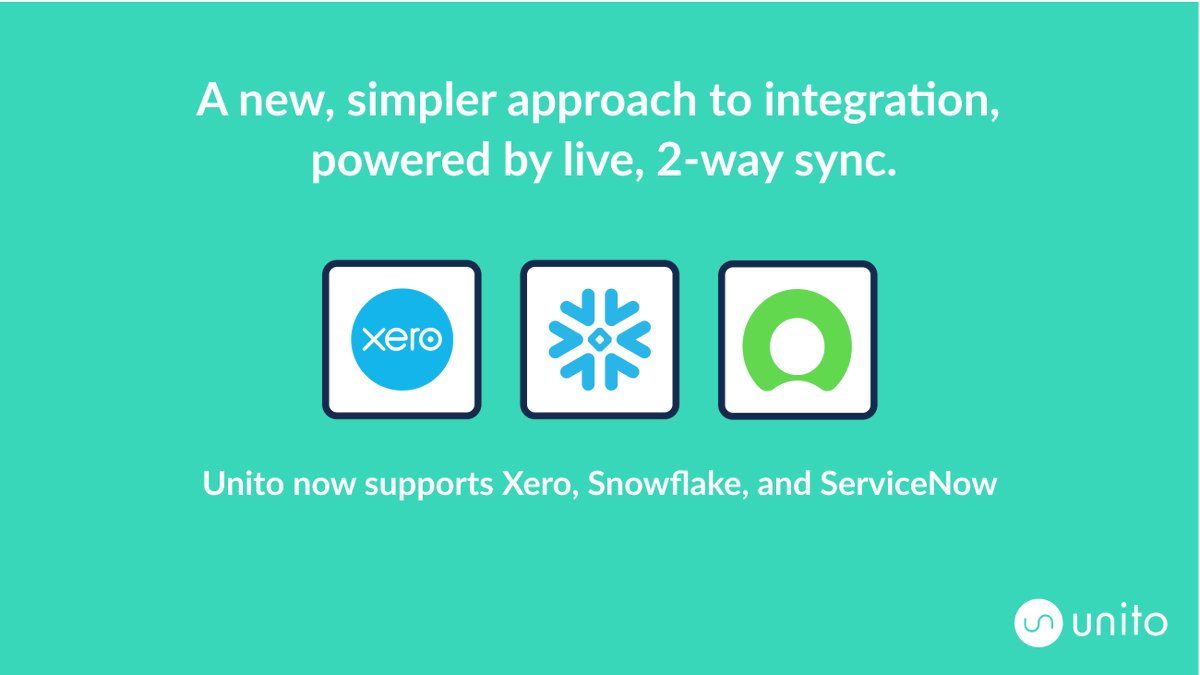🌟 Exciting news! Unito now supports ServiceNow, Snowflake, and Xero! 🌐

Discover all our new connectors and start transforming your workflows today! 👉bit.ly/41q0Dal

#Unito #ServiceNow #Snowflake #Xero💡💻💼🔗🌟