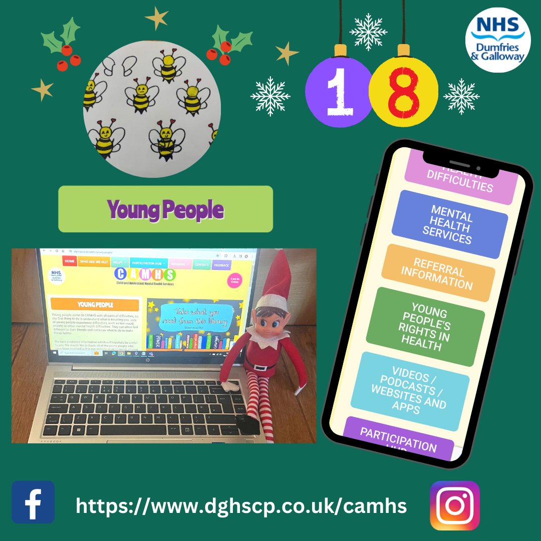 🎄Elf and Wellbeing Day 18 🎄Young people who co-designed our CAMHS website wanted a children and young people section. Check it out: dghscp.co.uk/camhs/young-pe… #CAMHSElfandWellbeing #CAMHSParticipation #WorkingTogetherToMakeADifference @CAMHSNetwork