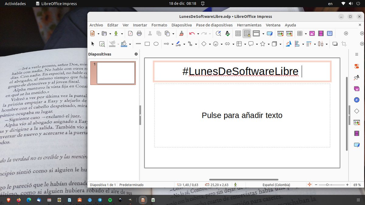 Hoy es #LunesDeSoftwareLibre ☑️ Con LibreOffice Impress puedes hacer tus presentaciones... @CanaimaGNULinux #Gnulinux #Ubuntu #Bogota @ubuntuco #18Diciembre @LibreOffice