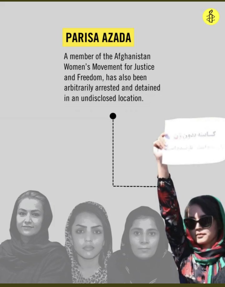 HuriaSamira's tweet photo. Joint advocacy & pressure works. Today we heard WHRD Zholia Parsi is released however Manizha Siddiqi & Parisa Azada are still in prison. Continue your pressure and demand their immediate and unconditional release too.
Tag these accounts:@GDI1415 @Zabehulah_M33 @moiafghanistan https://t.co/zO83QKnbAI