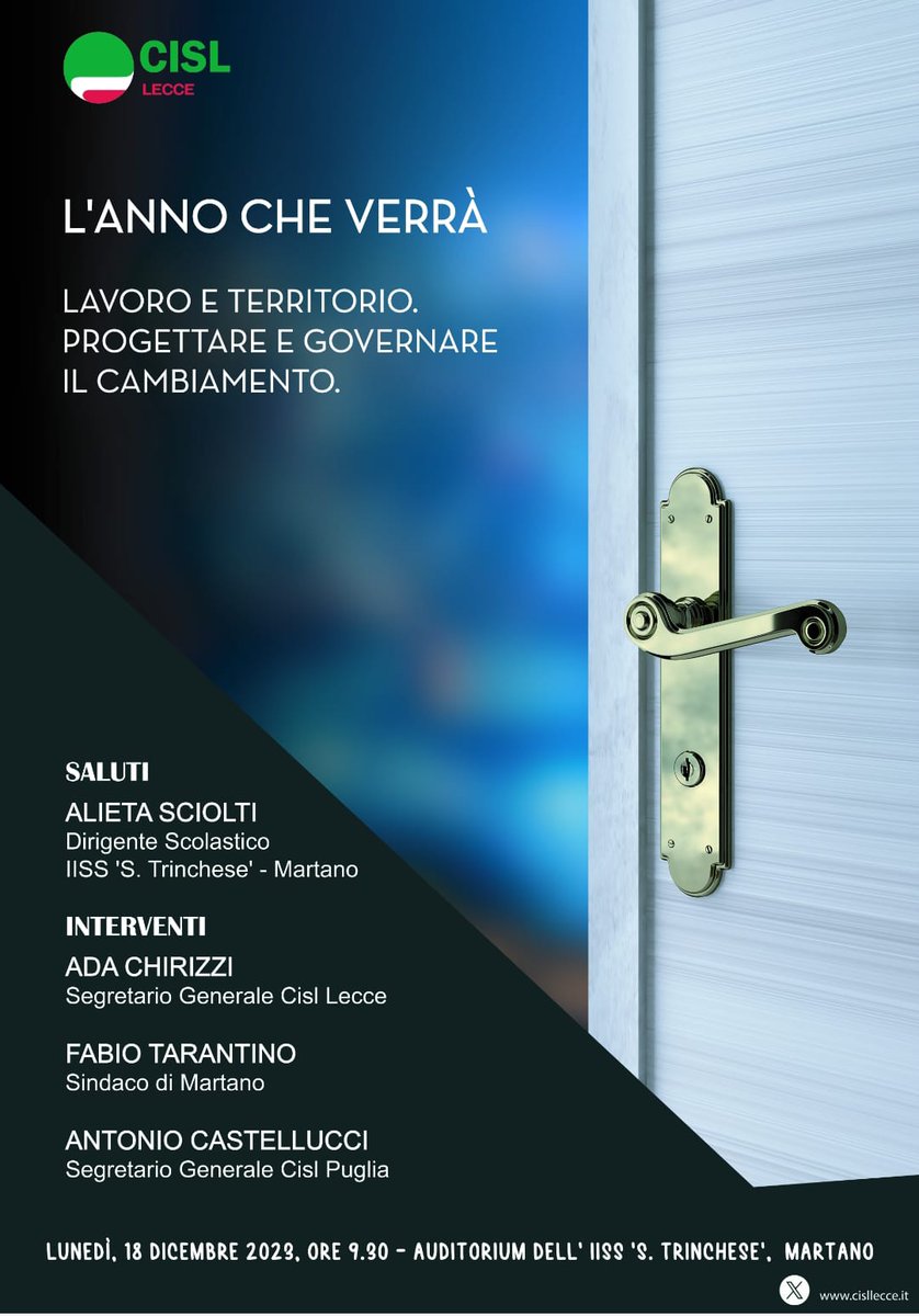 La segretaria regionale #CislPuglia @vdonno2018 al Consiglio Generale @CislLecce: Guidiamo il Cambiamento: #Identità
 #Partecipazione #Innovazione.
Lavorare insieme e con resilienza  con orgoglio e competenza mettendo al centro la Persona e il Buon lavoro