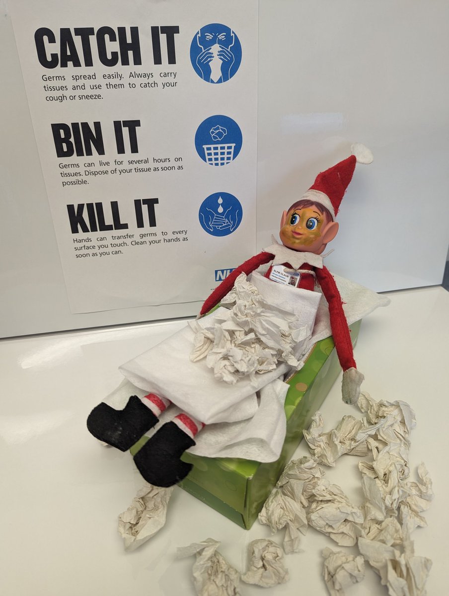 Elfie, put those tissues in the bin and wash your hands! If you are coughing and sneezing remember to catch it, bin it, kill it. You may have vaccination fatigue but the flu and covid vaccination help keep you & patients safe.@helshow1 @NicolaFirth6 @Nesta_NHS
