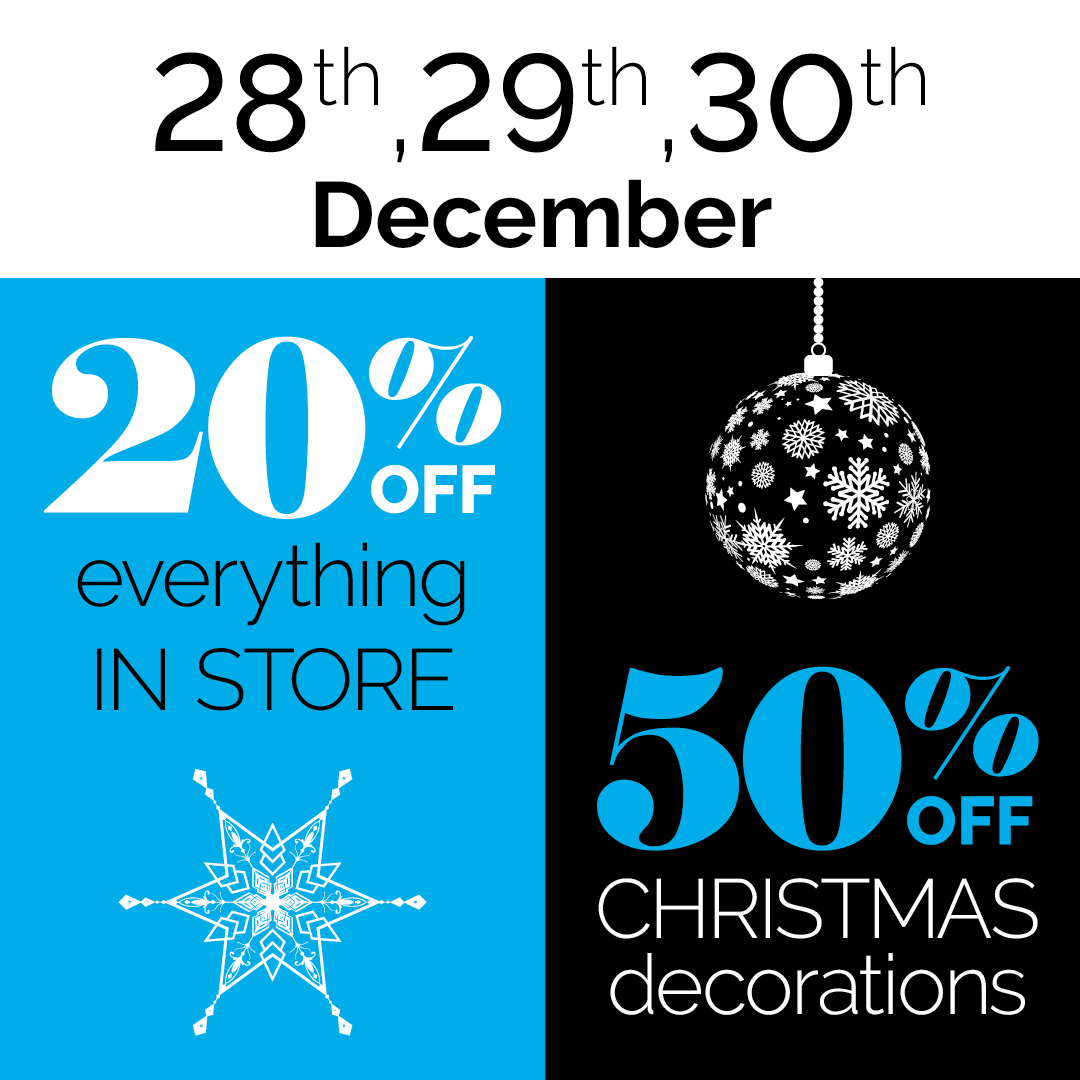 20% off everything in store and 50% off Christmas decorations between Christmas and New Year.

Our opening times on these dates are 10am - 3pm and we will then close until January 2nd when we return to our normal opening hours.

#InteriorInspo #HomeDecor #InteriorInspiration