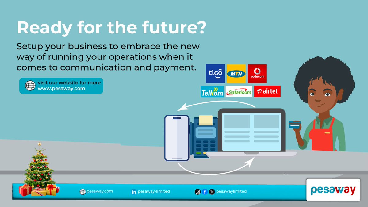 Monday calls for futuristic strides! 🚀💼 Prepare your business for the future by revolutionizing communication and payments. Embrace a new era of seamless operations with PesaWay. Visit our website pesaway.com to explore more. #FutureReadyBusiness #PesaWayAdvantage