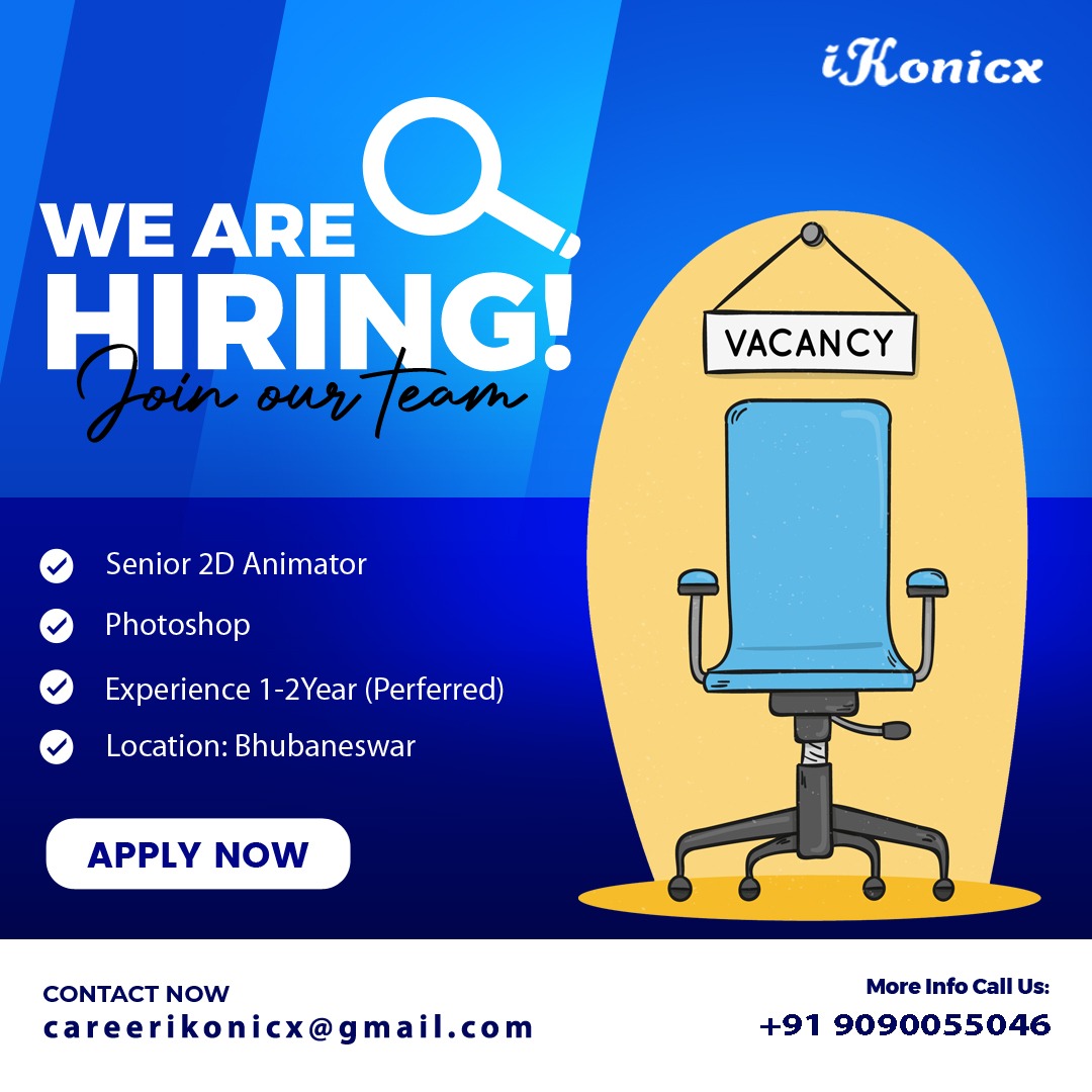 Share your Resume at: careerikonicx@gmail.com
Call / Whatsapp: 9090055046
#animation #animationjobs #requirements #jobhiring #jobalert #animator #jobforyou