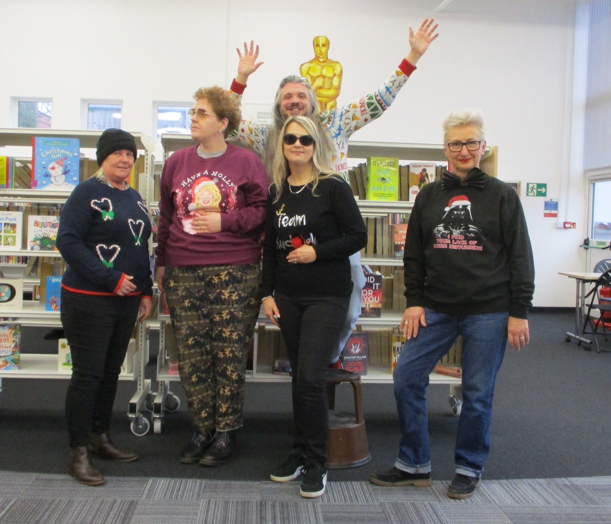 LancsLibraries's tweet image. Quarter final number 2 is ready to go!
#LostockHallLibrary on the left, #KnottEndLibrary on the right. 
Vote for your favourite in the comments
#LancsChristmasJumpers