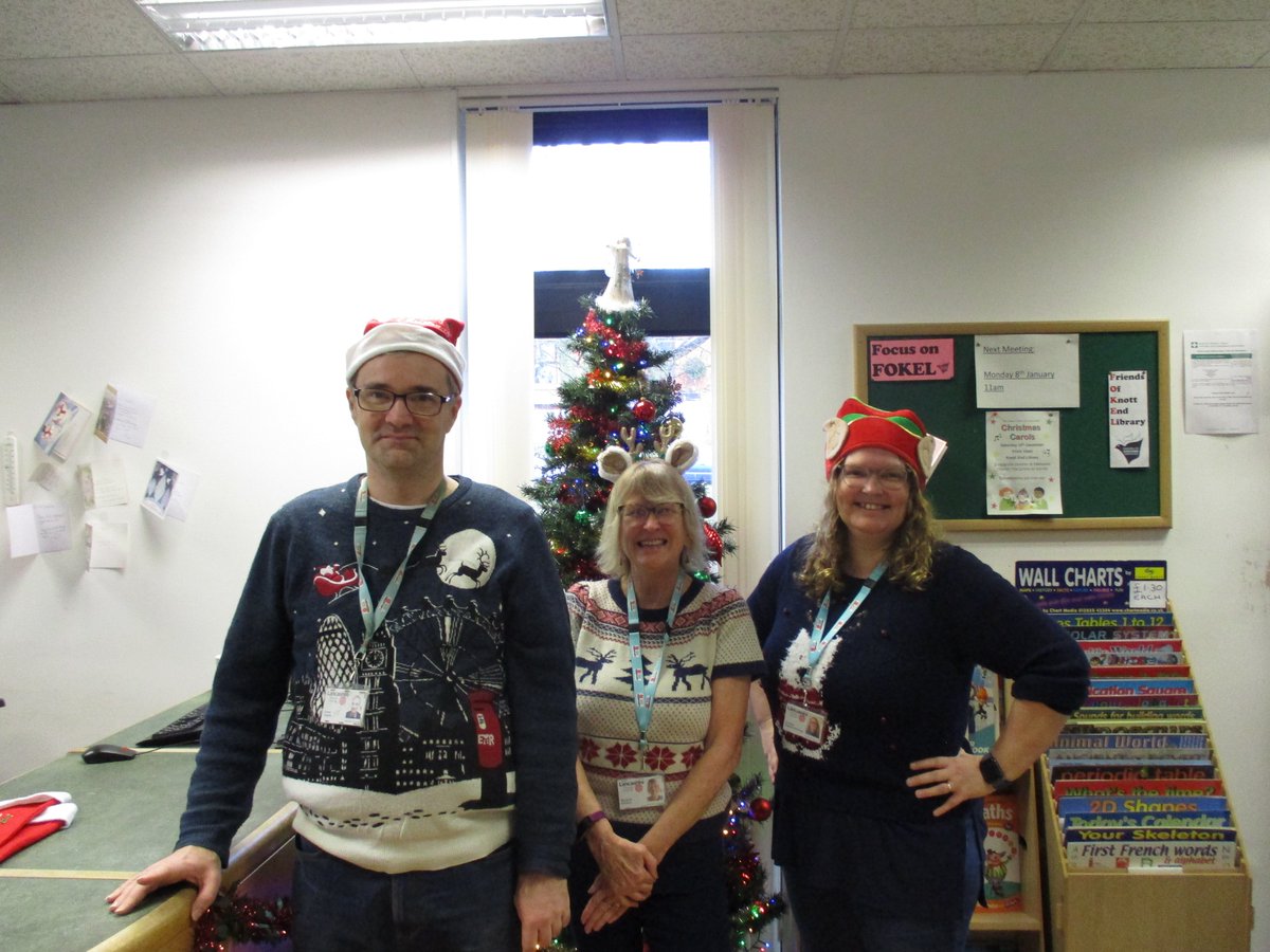 LancsLibraries's tweet image. Quarter final number 2 is ready to go!
#LostockHallLibrary on the left, #KnottEndLibrary on the right. 
Vote for your favourite in the comments
#LancsChristmasJumpers