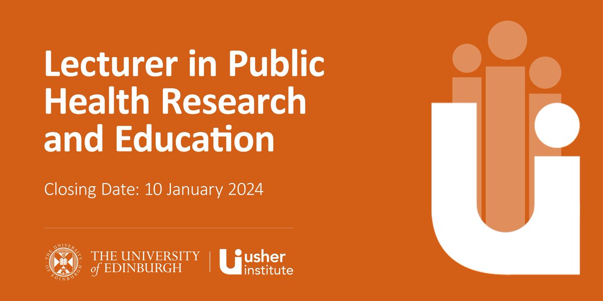 Join us! We are #hiring here at the Usher Institute. #Vacancy: Lecturer in Public Health Research and Education Closing date: 10 Jan 2024 Further details: buff.ly/3Ccfeuh