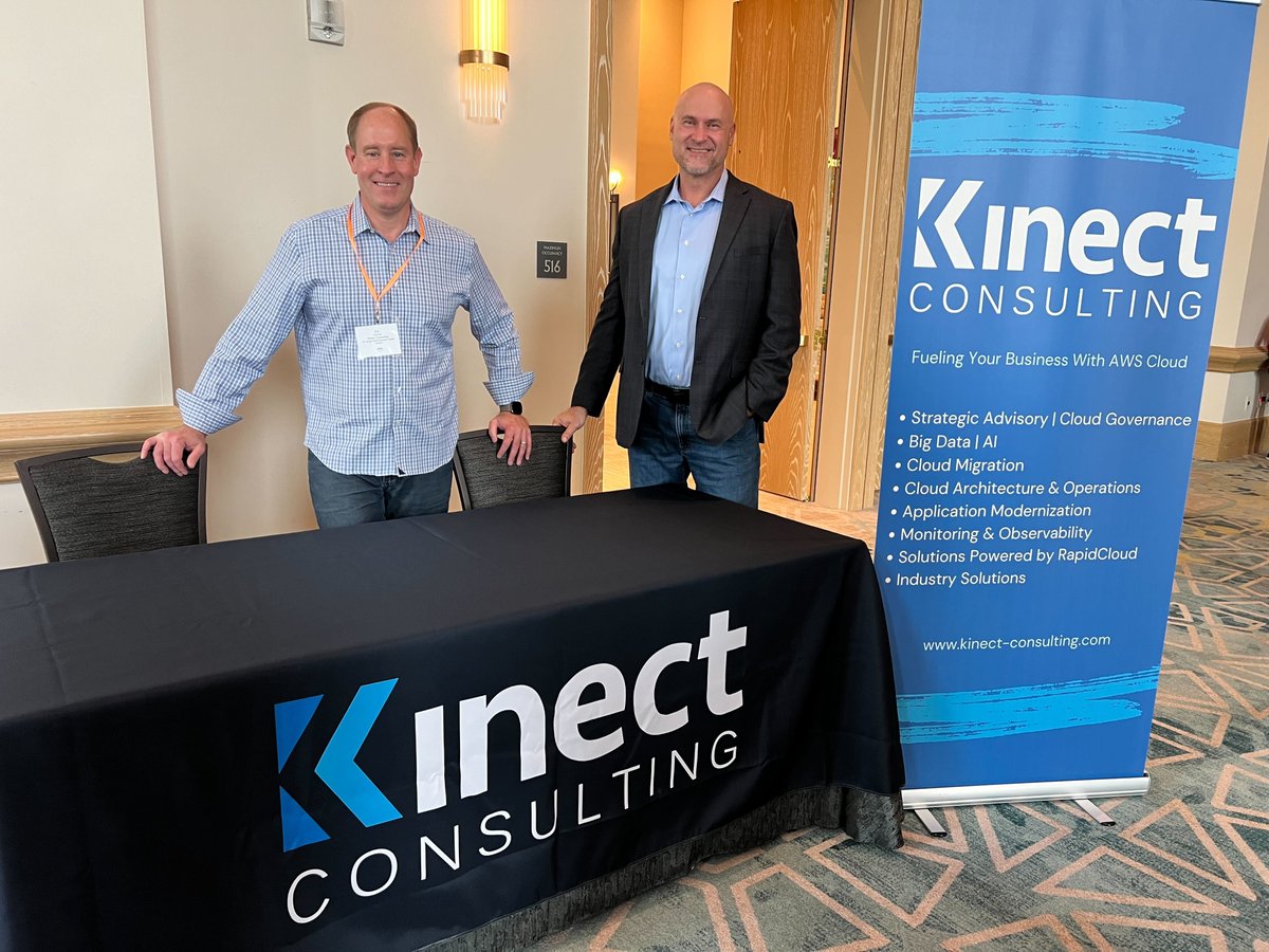 ConsultKinect's tweet image. Did you catch us in Orlando on our @AWS roadshow tour? 😎 Eric &amp;amp; @AaronBMoore will be in Tampa this Tuesday, come talk to us about all things cloud ☁️ #AWSPartners #KinectConsulting #AWSCloud