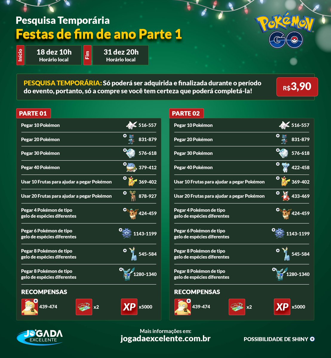 Jogada Excelente - Pokémon GO: Chefes de Reides disponíveis durante o  evento de Ano Novo Lunar. ⠀ Data: 01/02 às 10h a 07/02 às 20h (horário  local).