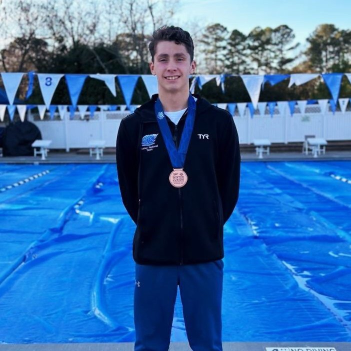 Sam had a great meet at the 2023 Speedo Winter Junior Championship East, earning personal best times and he tied the state record for his butterfly swim. Congrats on your success! 🏅